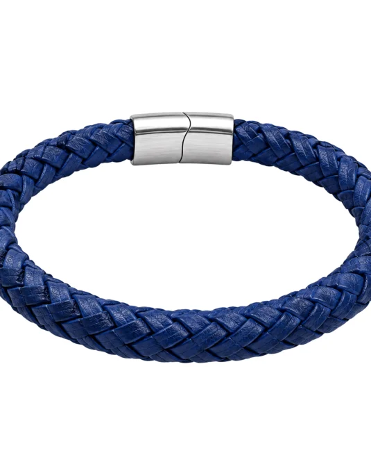 Pulsera de Piel Trenzada Azul