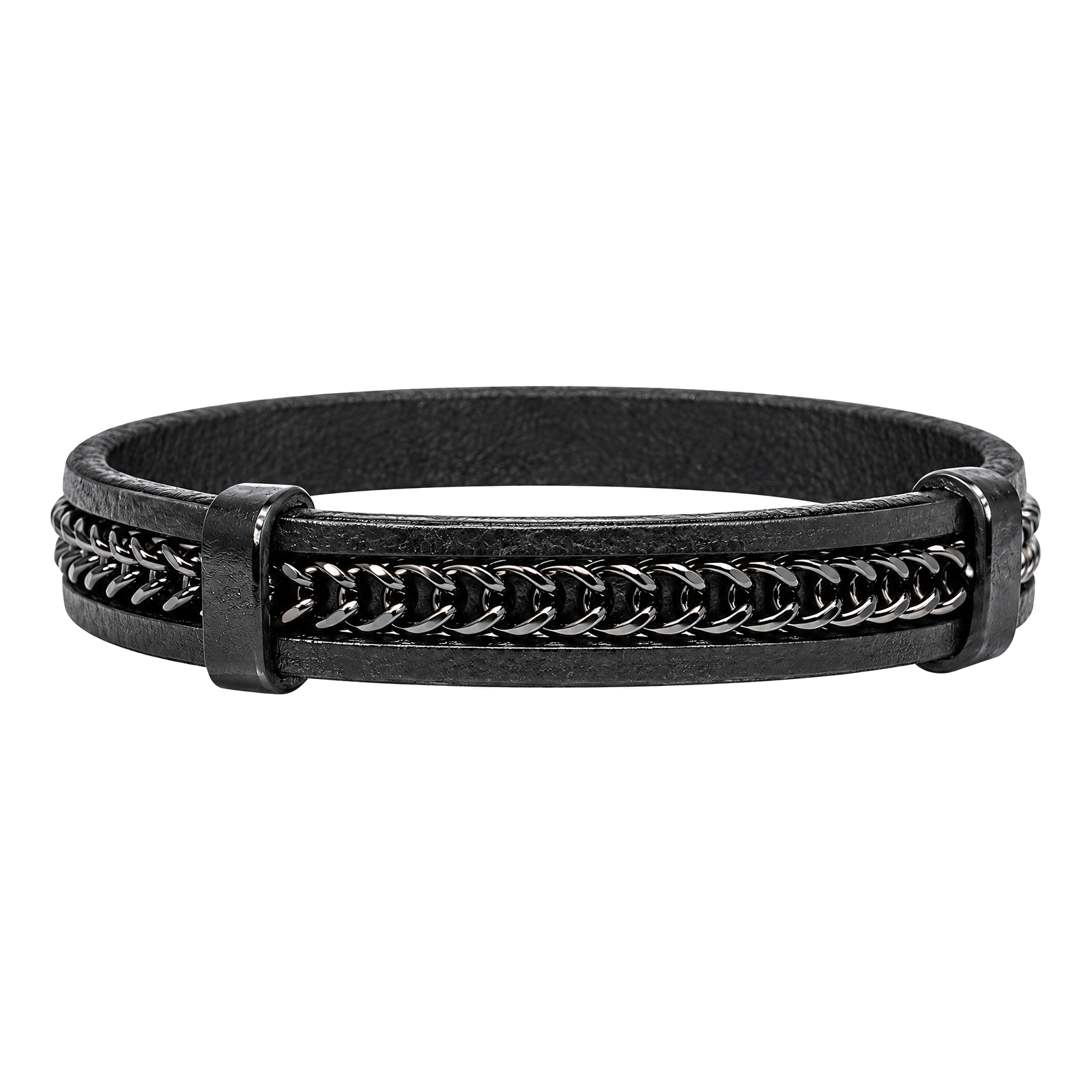 Pulsera Doble de Piel y Cadena Pavé
